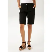 Aniston Bermudas CASUAL, Damen, Gr. 48, N-Gr, schwarz, Web, Obermaterial: 97% Baumwolle, 3% Elasthan, unifarben, Basic, figurbetont kniefrei, Hosen Bermudas, im klassischen Stil
