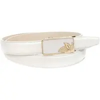Anthoni Crown Ledergürtel , Damen, Gr. 75, weiß, Leder, unifarben, Gürtel Ledergürtel, mit goldfarbener Automatik-Schließe, kleine Blätter