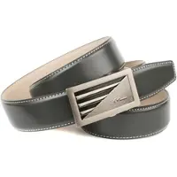 Anthoni Crown Ledergürtel , Herren, Gr. 90, grau, Rindsleder, kontrastfarbene Details, unifarben, festlich, Gürtel Ledergürtel, Leicht bombiert, glatte Oberfläche