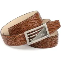 Anthoni Crown Ledergürtel , Herren, Gr. 85, braun (hellbraun), Leder, Flechtoptik, Gürtel Ledergürtel, Ledergürtel mit Flechtmuster
