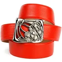 Anthoni Crown Ledergürtel , Damen, Gr. 85, rot, Leder, unifarben, Gürtel Ledergürtel, mit Designer-Schließe
