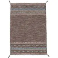 Carpetfine Teppich "Kelim Azizi, auch als Läufer erhältlich" Gr. 4, braun, B:140cm H:5mm L:200cm, Baumwolle, Teppiche, Teppich, handgewebt, Baumwolle, Wendeteppich mit Fransen, Fleckerl, Wohnzimmer