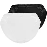 Sassa Slip "Classic Lace", Damen, Gr. 42, schwarz-weiß (weiß, schwarz), Microfaser, Obermaterial: 85% Polyamid, 15% Elasthan, unifarben, normal, Unterhosen Slip, mit floraler Spitze