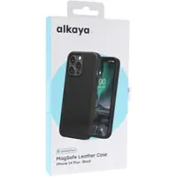 Alkaya . LUCID MagSafe kompatible Lederschutzhülle für iPhone 14 Plus, Schwarz