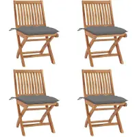 Syfax Klappstühle mit Kissen, 4-teilig, Massivholz Teakholz