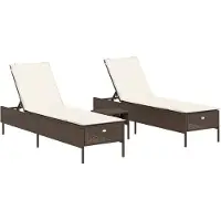 vidaXL 3-tlg. Sonnenliegen-Set mit Auflage Braun Poly Rattan