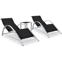Syfax Sonnenliegen 2 Stk. mit Tisch Aluminium Schwarz