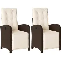 Syfax Gartensessel mit Fußteil 2 Stk. Verstellbar Braun Poly Rattan