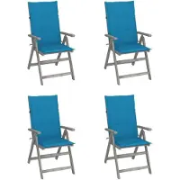Syfax Hochlehner Verstellbar 4 Stk. mit Auflagen Massivholz Akazie