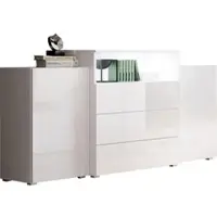 Home affaire Sideboard "URBAN III", weiß (weiß, weiß hochglanz), B:150cm H:80,7cm T:39cm, Sideboards, Sideboard, Moderne Kommode mit 3 Schubladen und 4 Fächern, Breite 150 cm