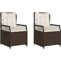 Syfax Gartensessel 2 Stk. Verstellbar Braun Poly Rattan