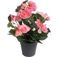 Botanic-Haus Kunstblume "Begonienbusch mit 7 Stielen", pink (hellpink), B:18cm H:26cm T:18cm Ø:18cm, Kunststoff, Kunstpflanzen, Kunstblume