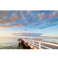 Papermoon Fototapete "Retro Pier Ostsee", bunt, B:3m L:2,23m, Vlies, Tapeten, Fototapete