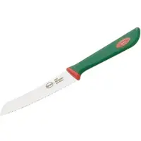 Sanelli Tomatenmesser, Klingenlänge 11,5 cm, Küchenmesser mit Wellenschliff, Farbe: grün