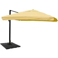 Mendler Gastronomie-Ampelschirm HWC-A96, Sonnenschirm, 3x4m (Ø5m) Polyester/Alu 26kg Flap, creme mit Ständer, drehbar