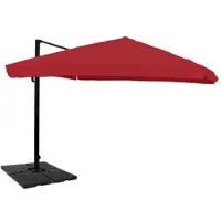 Mendler Gastronomie-Ampelschirm HWC-A96, Sonnenschirm, 3x4m (Ø5m) Polyester/Alu 26kg Flap, bordeaux mit Ständer, drehbar