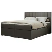 MKS Meble Boxspringbett mit 2 Bettkästen, Matratze und Topper, Polsterbett - ALLY - 140x200cm - Dunkelgrau - H3