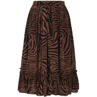 MADELEINE Sommerrock "Faltenrock Midirock mit Zebra-Print", Damen, Gr. 44, schwarz (nussbraun, schwarz), Obermaterial: 100% Viskose CV., Modern, A-Linie, Röcke Sommerrock, Zebra-Print