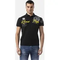 Cipo & Baxx Poloshirt , Herren, Gr. 5XL, schwarz, Jersey, Obermaterial: 95% Baumwolle, 5% Elasthan, bedruckt, regular fit normal, Shirts Poloshirt