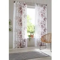 Otto Home Gardine "Ina" Gr. 3, braun, B:144cm H:225cm, Voile, Polyester, Gardinen, Gardine, 2-er Set, einseitig floral bedruckt, Voile, Blumen, Topseller