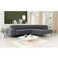 Cotta Ecksofa "Theo L-Form, B: 298 cm", coal, B:298cm T:222cm, 92% POLYESTER (PES) / 8% POLYAMID (PA), Sofas, Ecksofa, mit Kopfteilverstellung, optional Sitztiefenverstellung