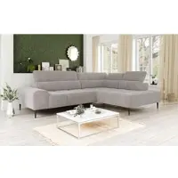Otto Home Ecksofa "Theo L-Form, B: 298 cm", grau (sand), B:298cm T:222cm, 92% POLYESTER (PES) / 8% POLYAMID (PA), Sofas, Ecksofa, mit Kopfteilverstellung, optional Sitztiefenverstellung