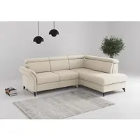 Sit&More Ecksofa SIT & MORE "Glendale, L-Form", creme, B:247cm H:84cm T:193cm, 95% Polyester, 5% Polyamid, Sofas, Ecksofa, inkl. Kopfteilverstellung, wahlweise mit Vorziehsitz und Bettkasten