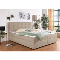Home affaire Boxbett "Ovalo auch in Überlänge erhältlich", beige, creme, B:214cm L:210cm, Komplettbetten, Boxbett, wahlweise mit Bettkasten, in H2, H3 & H4 erhältlich