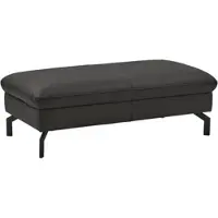 Die Planbar Hocker "PN-EM20028", torro schwarz, B:127cm H:45cm T:65cm, Hocker, Hocker, hochwertiges Glattleder, stylische Metallfüße