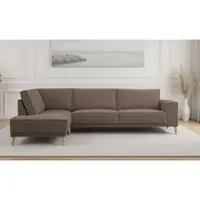 Otto Home Ecksofa "Oland Skandi, weicher Chenille-Stoff", braun, B:289cm H:85cm T:210cm, 100% Polyester, Sofas, Ecksofa, L-Form, 289 cm, Wellenunterfederung, Skandi-Design, Massivholzfüße