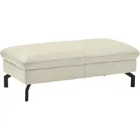 Die Planbar Hocker "PN-EM20028", beige (torro weiß), B:127cm H:45cm T:65cm, Hocker, Hocker, hochwertiges Glattleder, stylische Metallfüße