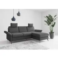 Home affaire Ecksofa "Rochelle", grau (dunkelgrau), B:251cm H:93cm T:164cm, 95% Polyester 5% Polyamid, Sofas, Ecksofa, wahlweise mit Bettfunktion, Bettkasten und Armteilverstellung