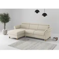 Home affaire Ecksofa "Glendale, L-Form", creme, B:253cm H:84cm T:166cm, 95% Polyester, 5% Polyamid, Sofas, Ecksofa, inkl. Kopfteilverstellung, wahlweise mit Vorziehsitz und Bettkasten