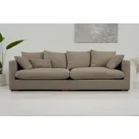 Otto Home Big-Sofa "Coray", braun, B:266cm H:80cm T:113cm, 100% PES, Sofas, Big-Sofa, extra weich und kuschelig, Füllung mit Federn und Daunen
