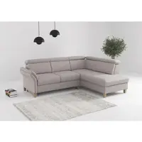 Otto Home Ecksofa "Glendale, L-Form", beige (silber), B:247cm H:84cm T:193cm, 100% Polyester, Sofas, Ecksofa, inkl. Kopfteilverstellung, wahlweise mit Vorziehsitz und Bettkasten