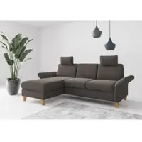 Home affaire Ecksofa "Rochelle, L-Form", grau (fango), B:251cm H:90cm T:164cm, 100% Polyester, Sofas, Ecksofa, wahlweise mit Armteilverstellung, Bettfunktion und Bettkasten