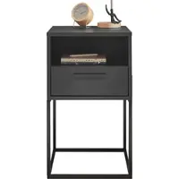 Möbel Boss Nachtkommode SCHLAFKONTOR "Cudro Nachttisch auf Fußgestell", schwarz (graphit), B:40cm H:65cm T:38,5cm, Melamin, Sideboards, Nachtkommode, mit einem offenen Fach für schnellen Zugriff