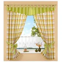 Stickereien Plauen Vorhang "Dolche" Gr. 3, beige (beige, grün), B:130cm H:145cm, Polyester, Gardinen, Vorhang, Karo