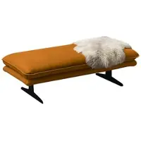 W.Schillig Polsterhocker "broadway", gelb (brandy s37), B:145cm H:43cm T:71cm, Stoff S37 (100% Polyester): Luxus-Microfaser in Lederoptik, Hocker, Polsterhocker, Füße in Schwarz pulversbeschichtet