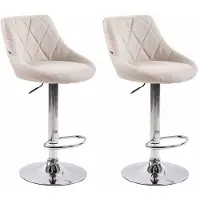 CLP 2er Set Barhocker Lazio Mit Stoffbezug I Höhenverstellbarer Und Drehbarer Hocker Mit Fußstütze In Chrom-Optik, Farbe: creme