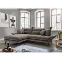 Home affaire Ecksofa "Lava modern & bequem, Breite 255cm, tolle Detailverarbeitung", grau (grau, braun), B:255cm H:94cm T:180cm, Sofas, Ecksofa, Armlehnen verstellbar