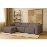Home affaire Ecksofa "Noord mit Kedernaht, Breite 281 cm, L-Form", braun, B:281cm H:71cm T:161cm, 100% PES, Sofas, Ecksofa, Cord, Struktur, Webstoff, mit Wellenunterfederung, Massivholzrahmen
