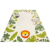 Esprit Kinderteppich "E-Safari ESP-21369" Gr. 4, weiß (sanftes weiß), B:160cm H:13mm L:225cm, Kunstfaser, Teppiche, Kinderteppich, Motiv Dschungel Tiere, Kurzflor