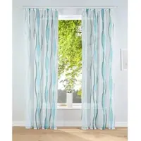 Otto Home Gardine "Dimona" Gr. 5, weiß (weiß, petrol), B:140cm H:265cm, Voile, Polyester, Gardinen, Gardine, 2er-Set, Bestseller, Polyester, Wellen, Topseller