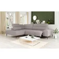 Cotta Ecksofa "Theo L-Form, B: 298 cm", stone, B:298cm T:222cm, 100% Polyester (PES), Sofas, Ecksofa, mit Kopfteilverstellung, optional Sitztiefenverstellung