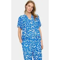 St. Tropez 1100000002199 SAINT TROPEZ "AgnesSZ SS Top", Damen, Gr. XL (42), blau (surf blau nature strokes), Web, Obermaterial: 100% Viskose, unifarben, Shirts 1100000002199