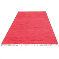 Otto Home Teppich "Paul" Gr. 2, rot, B:70cm H:5mm L:140cm, Baumwolle, Teppiche, Teppich, Wendeteppich, Uni, handgewebt, mit Fransen, reine Baumwolle, Läufer