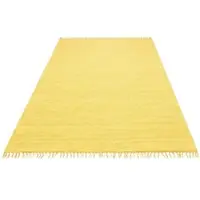 Otto Home Teppich "Paul" Gr. 2, gelb, B:70cm H:5mm L:140cm, Baumwolle, Teppiche, Teppich, Wendeteppich, Uni, handgewebt, mit Fransen, reine Baumwolle, Läufer