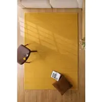 Wecon Home Teppich "Castello ONE", gelb, B:200cm H:7mm L:300cm, Schurwolle, Teppiche, Teppich, Schurwolle, Kurzflor mit Hoch-Tief-Effekt, Wohnzimmer, Streifenmuster