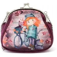 Forever Ninette Bicycle-Große Kette Retro Schultertasche, Weinrote, 18 x 17,5 cm